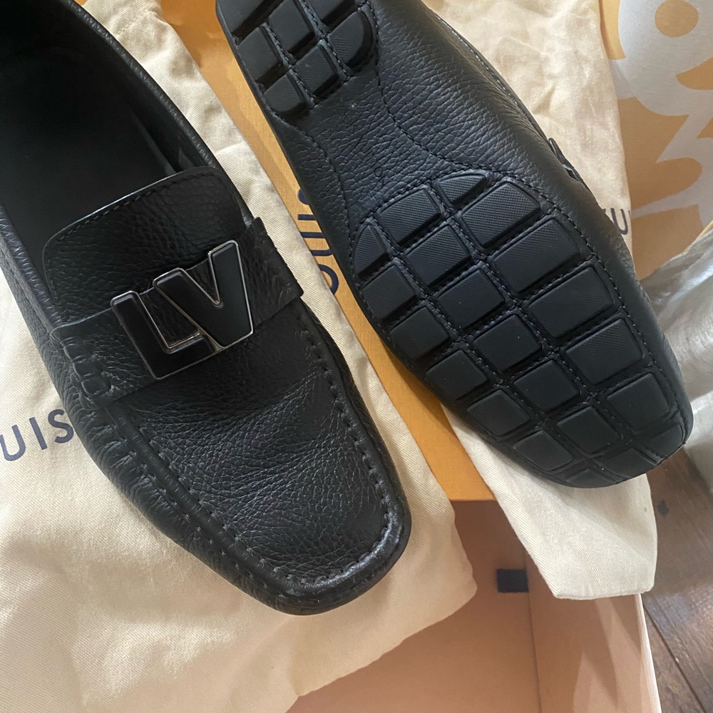 Louis Vuitton Black Leather Loafers for Men